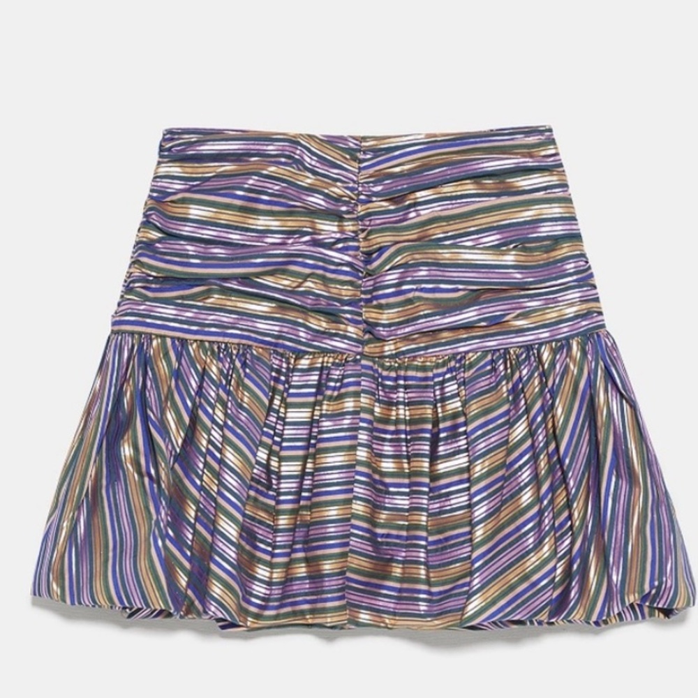 ZARA STRIPED MINI SKIRT SMALL BALLOON HEM PLEATED